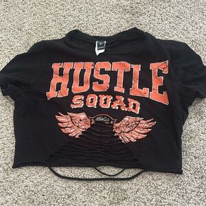 Black and Orange Hustle Squad Crop Top